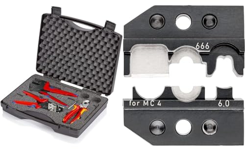 Knipex Werkzeugkoffer für Photovoltaik 97 91 01 & Crimpeinsatz für Solar-Steckverbinder MC4 (Multi-Contact) schneiden - abisolieren - crimpen 97 49 66 6