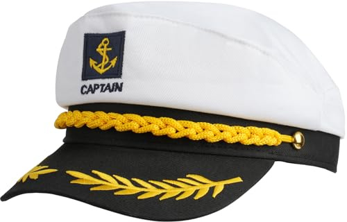 Youbinzi Yacht Captain Hat, Navy Sailor Ship Cap, Adult Yacht Boat Sailor Costume Hat Cap, Marine Admiral, White