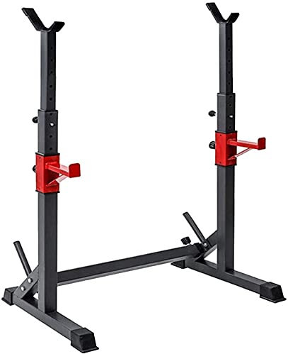 ABBNIA Multifunktionaler Fitnessstuhl, Hantelbank, verstellbare Langhantelablage, multifunktionaler Kniebeugenständer, robuste Dip-Station, geeignet für Kniebeugen, FL