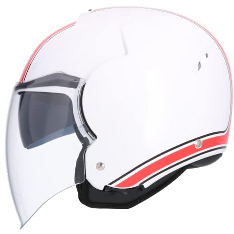 Shiro Jethelm Tokio SH-64 Master Motorradhelm, Weiß/Rot, Größe XXL