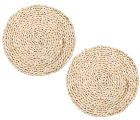 PRETYZOOM 2stücke Runde Handgefertigte Geflochtene Tischsets Hitzebeständig Isolierend Rustikal Für Esszimmer Restaurant Mehrzweck-Gebrauch