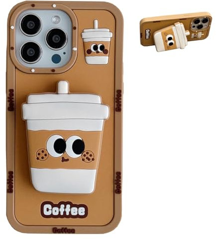 QoKcoahn Case for iPhone 13/14,Funny 3D Cartoon Coffee Cup Holder Cases Cute Kawaii Phone Cases Soft Silicone Shockproof Protective Case Women Girls for iPhone 13/14