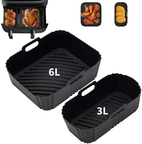 2 Stück Heißluftfritteuse Zubehör für Philips Airfryer Dual Basket 3000-serie 6L/3L, Silikonform Airfryer Zubehör Heißluftfritteuse Zubehör für philips dual basket airfryer 3000 Serie z (Na350)