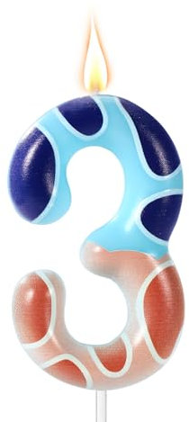 Blaue Geburtstagskerzen mit Hundepfotenmotiv, Geburtstagskerzen Tortenaufsatz 0-9 Partyzubehör für Blaue Hunde Zahlen Kerzen Hundepfoten-Geburtstagskerzen für Kuchendekoration (Zahl 3)