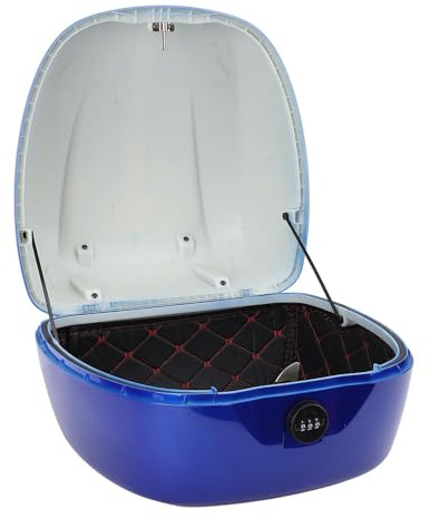 33L Abschließbares Motorrad-Topcase, ABS-Heckbox mit Rückenlehne, Geeignet für Motorräder, Motorroller, Elektrofahrräder mit Zahlenschloss, wasserdichte Heckbox aus ABS, (Blue)