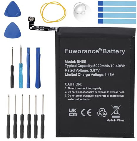 Fuworance - Batería de repuesto para Xiaomi Redmi Note 9S M2003J6A1G (5020 mAh, 3,87 V, BN55, compatible con Xiaomi Redmi Note 9S, M2003J6A1G, batería de li-ion, recargable, gran capacidad, con