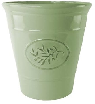 Classic Olive Plastic Planter for Gardening – Outdoor & Indoor Flowers Pot with Glossy Finish | Weatherproof Plant Pot with Drainage Holes – Flower Pots for Gardens & Balconies (Green, 30cm-Pack 1)