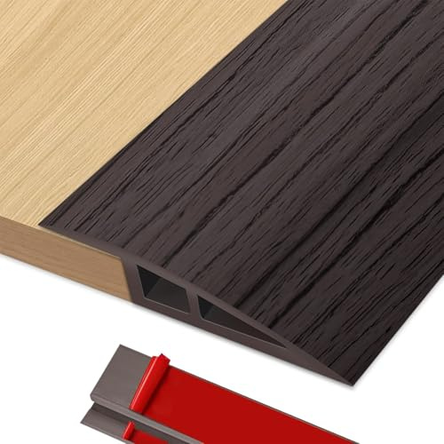 BOYIFEIJIE Perfil Transición Suelo Desnivel, 1M x 7cm Perfil de Transición para Suelo Autoadhesivo de PVC, Tapajuntas Suelo para Desniveles de Umbral de 15mm ~ 20mm (Nogal)