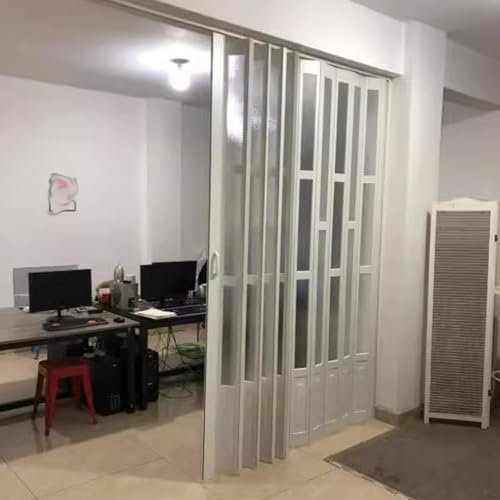 QYANPEN Anpassbare Stile/Größen, Falttür, 70 80 90 Zoll, doppelte Speisekammertüren mit Griffen und Acrylglas, Raumteiler-Schiebetür für Küche, Arbeitszimmer, Büro (101 x 178 cm)