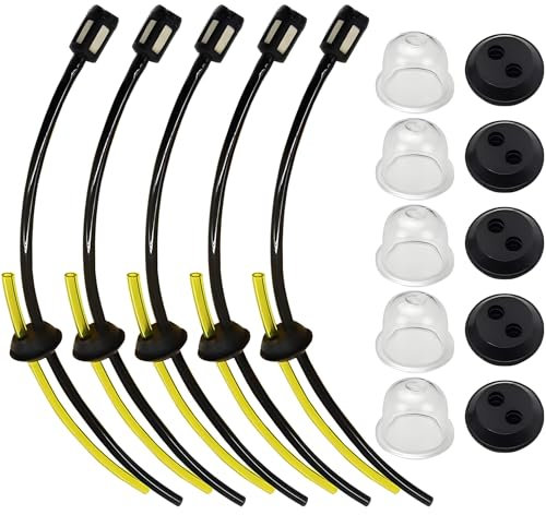HAFRILY Pack of 5 Petrol Filter Kit for Brush Cutter, Trimmer, Mower, Hedge Trimmer, Grass Trimmer, Replacement Parts with Fuel Hose, Petrol Filter and 5 Carburettor Seals