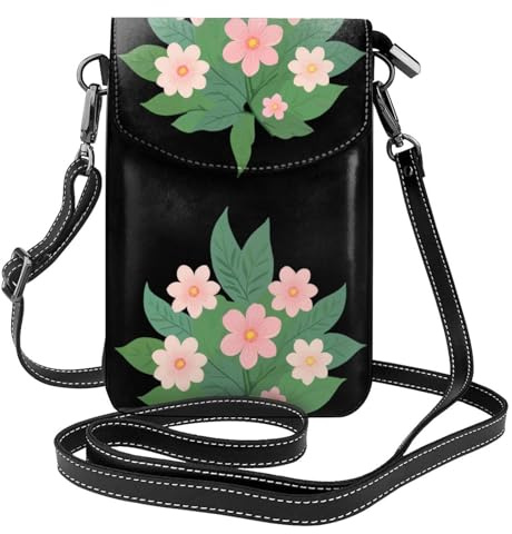 Kleine Handy-Geldbörse, 19,3 x 12,4 cm, YYHWHJDE Six kleine rosa Blumen, modisch, praktisch und multifunktional, für Wandern, Camping, Einkaufen, Reisen