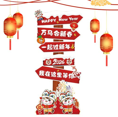 Woalopted Décorations pour Le Nouvel an Chinois - Décoration Principale 2026 | Année du Cheval Nouvel an Chinois - pour fête de Famille, Photographie de Noël et Studio à Domicile