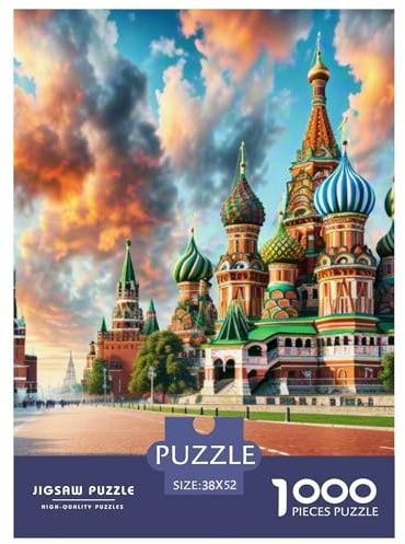 Red Square 1000 Pieces Premium Jigsaw Building Age 3+ Quirky, Abstract Design, Fun Details, Educational, Challenging Puzzle Games 52x38cm/1000pcs