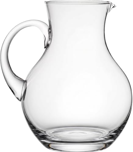 IMPERIAL glass Glaskaraffe 2l – bauchige Wasserkaraffe aus Crystalline Glas mit geschwungenem Henkel, Havanna Handgefertigt