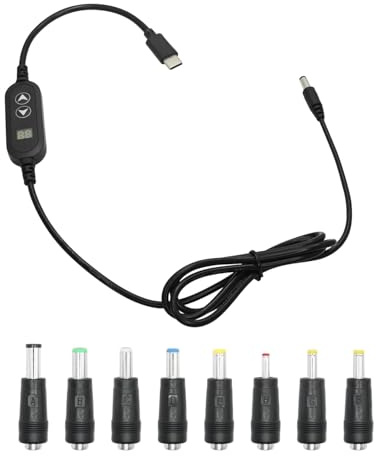 Aurorapath USB-C to DC PD 3.6FT 8-Tip Multi-Voltage Cable for Laptops | PD USB-C to DC 3.6FT Cable, 8 Tips (6.0x4.0,5.5x2.5,5.5x2.1,etc), Multi-Voltage 5-20V, for Laptops/Routers/TVs, Durable