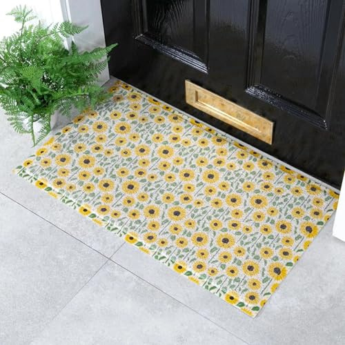 Artsy Mats Yellow Sunflower Pattern Indoor & Outdoor Door Mat - Incredibly & Weatherproof Doormats - Non Slip Mat, (90x60 cm)