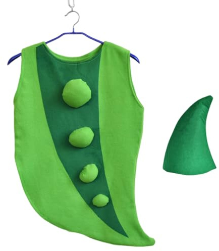 ALCXAZS Cute fruit role-playing watermelon hat and full of vitality children's fruit and vegetable stage role-playing set green, Bowl bean clothing