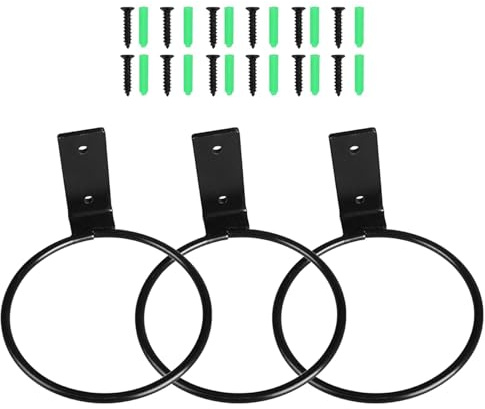 Tomvorks Flower Pot Holder Ring Durable Metal Wall Hanger Rings for Wall-mounted Plant Display Perfect for Home Office Iron Black 6 Inch (5 Inch & 3 Pcs)
