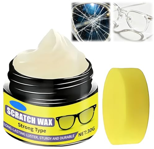 Eyeglass Scratch Remover Kit, 30g with Sponge - Glasses, Sunglasses, Watch Screen Scratch Repair Cream, Lens Polish for Clear Vision, Effective Glass Scratch Remover, Glass Polishing Scratch Remover