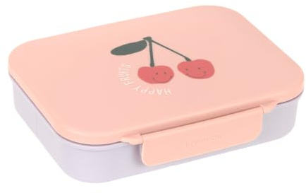 LÄSSIG Kinder Bento Lunchbox Brotdose mit Fächern Happy Fruits Cherry | Für Kindergarten und Schule, mit herausnehmbarer Trennung, robust, bruchfest, spülmaschinengeeignet