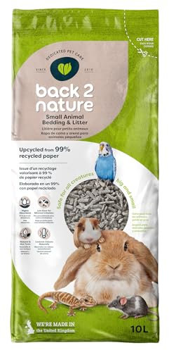 Back 2 Nature Einstreu & Streu (10l) – Hochabsorbierend, aus 99 % Recyclingpapier, weich & sicher für Kaninchen-, Vogel-, Frettchen- & Hamsterkäfige, kompostierbar & frisch duftend Hamstereinstreu