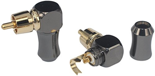 [2Pcs 90° Angle] Hi End RCA Male Plug Adapter Audio Phono Gold Plated Solder Connector KK-01