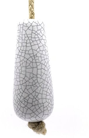 Pushka Home Ceramic White Crackled Bathroom Light Pull. Supplied with a 5mm Thick Jute Rope Cord String