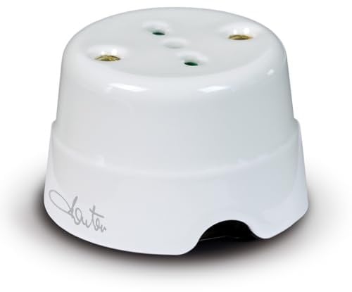 FANTON Presa elettrica bipasso italiana vintage in ceramica colore bianco 2P+T 16A da parete in porcellana installazione cavo tessile stile retrò 84010