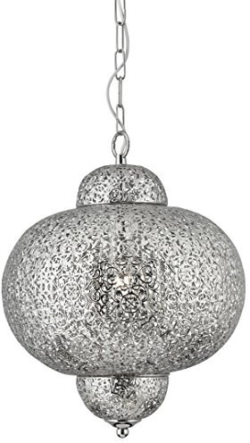 Licht-Erlebnisse Hängeleuchte in Edelstahl Silber Orientalisches Design 1xE27 bis zu 60 Watt 230V aus Acryl & Metall Schlafzimmer Küche Wohnzimmer Esszimmer Lampen Leuchte innen Beleuchtung