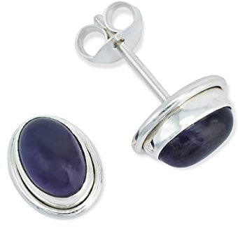 Ohrstecker 925 Silber Amethyst lila Stein Edelstein Ohrringe echt Silber Damen Sterling Silber Stecker Geschenk(MOS-039-01)