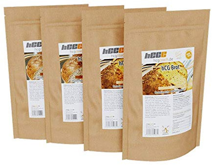 4-Pack: hCG-Low Carb Brotbackmischung erstes Brot für hCG strenge Phase geeignet (White + Dark)
