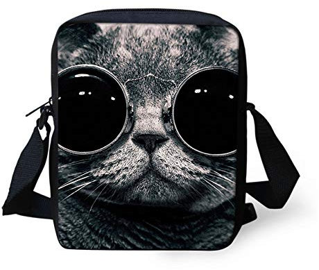 HUGS IDEA Kleine Umhängetasche mit Tiergesicht, Schultertasche, katze, S, Umhängetasche