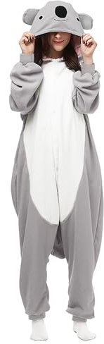 Männer Frauen Unisex Kigurumi Koala Halloween Kostüm Anime Tier Cosplay Hoodie Onesie Pyjamas Karikatur Partei Halloween Nachtwäsche Schlafanzug, Lty54grey, S(146cm-159cm)