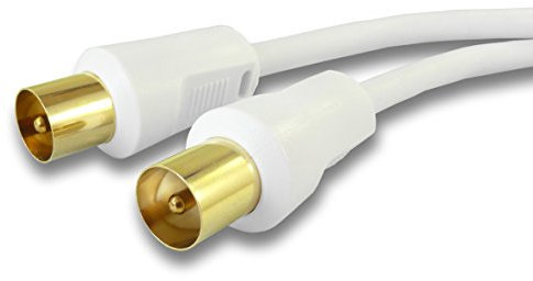 C4A® 30m White TV Aerial Lead - Male to Male/Gold Plated Plugs/Screened Coaxial Cable