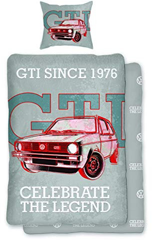 SkyBrands Volkswagen Golf 1 GTI Bettwäsche Retro 135 x 200 mit Kissen 80 x 80 cm Celebrate The Legend