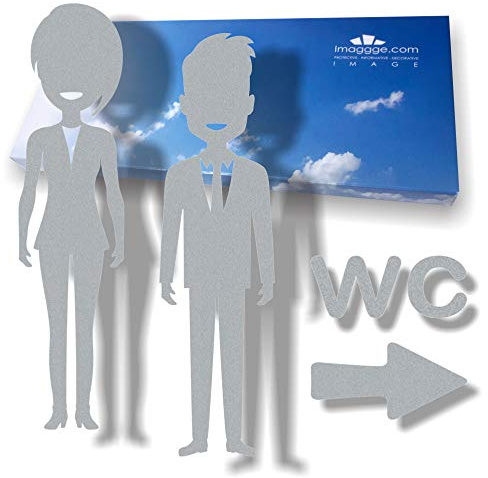 WC Aufkleber für Männer und Frauen – für Wand oder WC Tür silber