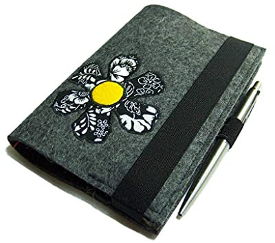 Kalenderhülle Hülle Einband Blume mit Stifthalter Wollfilz Filz für Din A6 Kalender Notizbuch oder Maßanfertigung