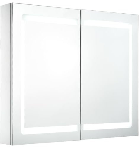 vidaXL LED Spiegelschrank mit 3 Ablagen Badschrank Badspiegel Badezimmerspiegel Hängespiegel Badezimmer Spiegel Hängeschrank 80x12,2x68cm