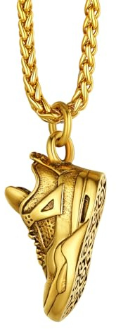 Richsteel Collier Ballon de Football/Basketball/Rugby/Haltère/Gant de Boxe Doré/Noir/Acier Inoxydable 316L,Bijoux Pendentif pour Amateurs Fans de Sports avec Chaîne Ajustable 55+5cm Hommes et Garçons