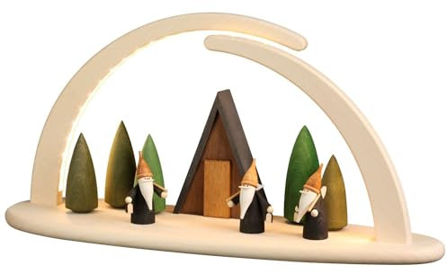 Seiffener Volkskunst | LED Lichterbogen Schwibbogen 42x21cm | Original Erzgebirgische Volkskunst | 15380 | Weihnachten Weihnachtsbogen | Bergwichtel