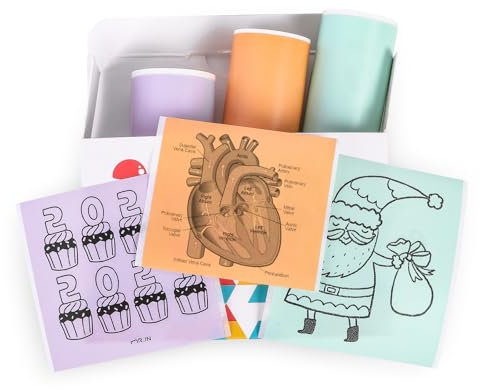 Memoking T02/M02L/Q02E/M02/M02X Papier Thermique Autocollant Violet/Vert/Orange - 20 ans Collant 50mmx3.5m Papier Thermique pour Journal, Photo, Textes, Apprentissage, Bricolage, Mémos, 3 Rouleaux