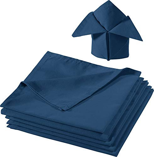 REDBEST Serviette, Stoffserviette 6er-Pack Seattle, 100% Baumwolle dunkelblau Größe 50x50 cm - Robustes, glattes Gewebe, mit Kuvertsaum (weitere Farben)