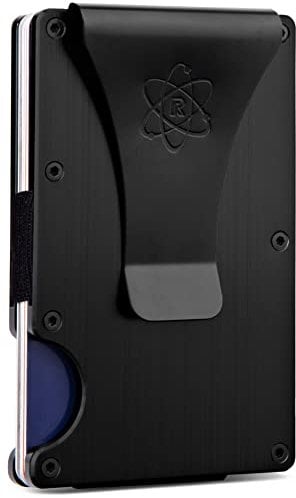 ROSSM Geldbörse mit RFID-Schutz - Kartenetui Herren aus Kohlefaser und Metall mit Geldklammer und Gummiband - RFID Geldbeutel Herren- Slim Wallet for Men