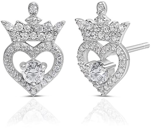 Disney Prinzessin Tiara Ohrstecker Sterlingsilber Zirkonia Geburtsstein, Sterling Silber, Zirkonia
