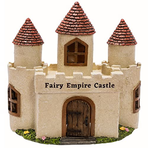PRETMANNS Fairy Garden Fairy House - Ornament for Outdoor - Adorable Accessories for Miniature Garden - Large Fairy Castle House with Door That Opens 23cm
