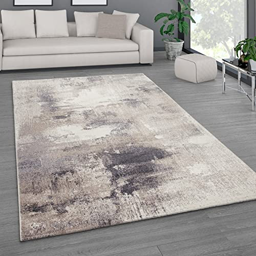 Paco Home Teppich Wohnzimmer Schlafzimmer Kurzflor Vintage Optik Bunt Modern Pastell Abstrakt, Grösse:240x340 cm, Farbe:Beige 2