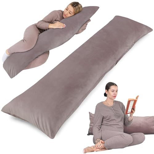 Totsy Baby Seitenschläferkissen mit Bezug Velvet 40 x 145 cm - Komfortkissen Schlafkissen Seitenschläfer Body Pillow Seitenschlafkissen Rosa