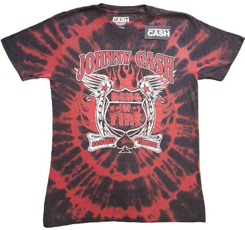 Johnny Cash T Shirt Ring of Fire Logo Nue offiziell Unisex Tie Dye Rot S