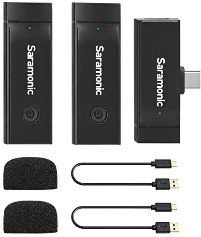 Saramonic Blink GO U2 Wireless Lapel Microphones, Dual-Channel 2.4GHz USB C Wireless Lavalier Microphone for Android Type-C Devices for YouTube Vlog Facebook Live Stream Interview
