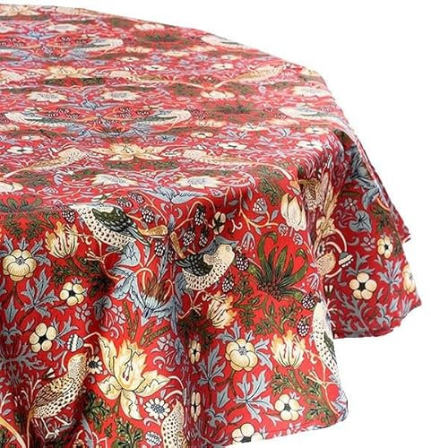 WILLIAM MORRIS Strawberry Thief Red 132 x 178cm Fabric Tablecloth
